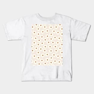 groovy retro y2k 2000s big flower power 1960s 60s 70s danish aesthetics coconut girl ditsy daisies neutral beige terracotta Kids T-Shirt